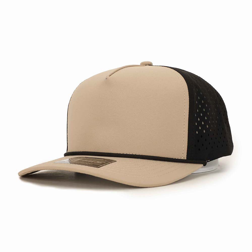 1010 Hats R615 5-panel rope trucker cap - Light Grey / Black - blank for custom leather patch