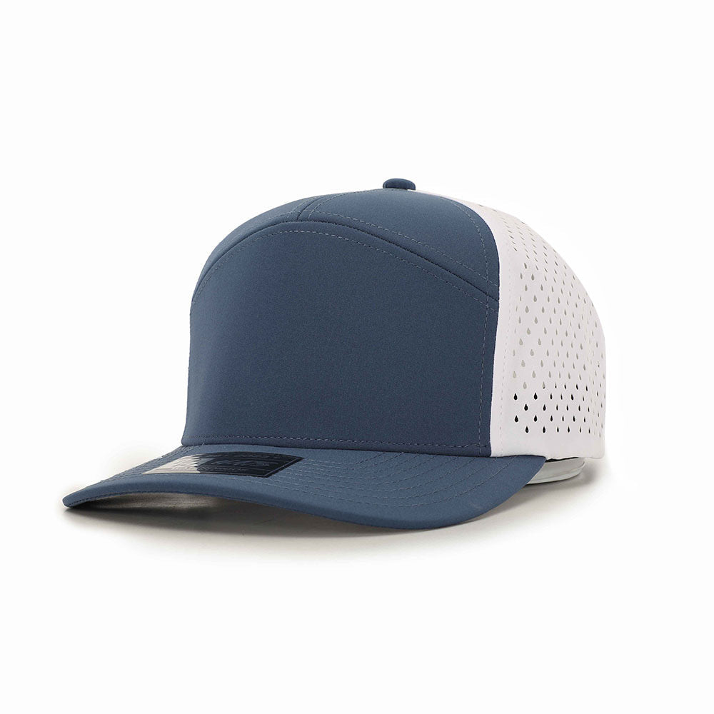 1010 Hats 617 7-panel trucker cap - Deep Blue / White - blank for custom leather patch