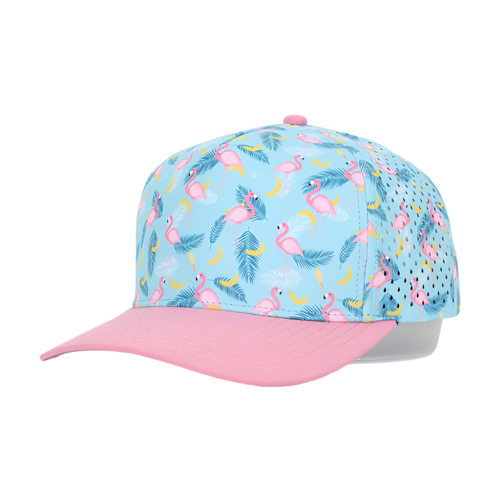 1010 Hats 615PF - Pink Flamingo pattern trucker cap - blank for custom leather patch