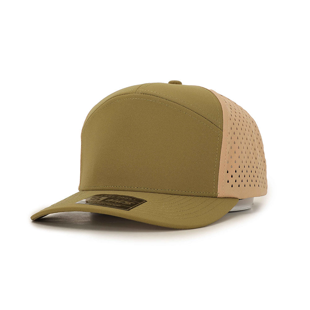 1010 Hats 617 7-panel trucker cap - Green / Tan - blank for custom leather patch