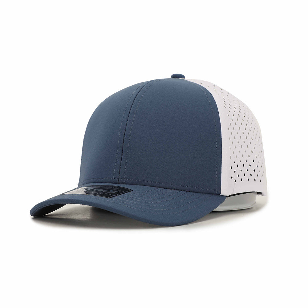 1010 Hats 616 6-panel trucker cap - Deep Blue / White - blank for custom leather patch