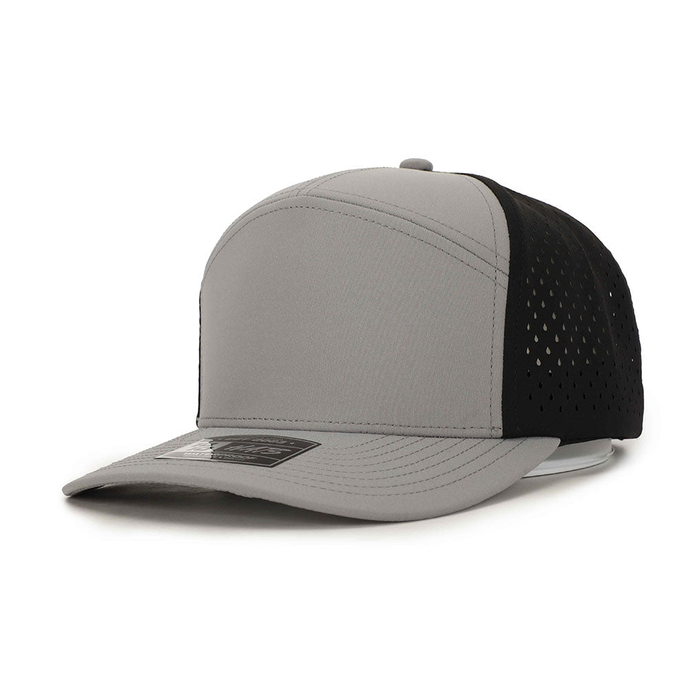 1010 Hats 617 7-panel trucker cap - Light Grey / Black - blank for custom leather patch