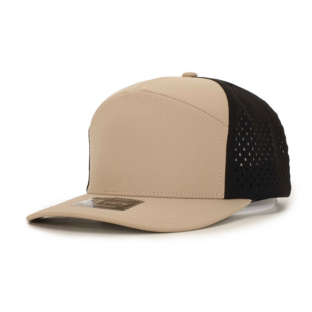 1010 Hats 617 7-panel trucker cap - Tan / Black - blank for custom leather patch