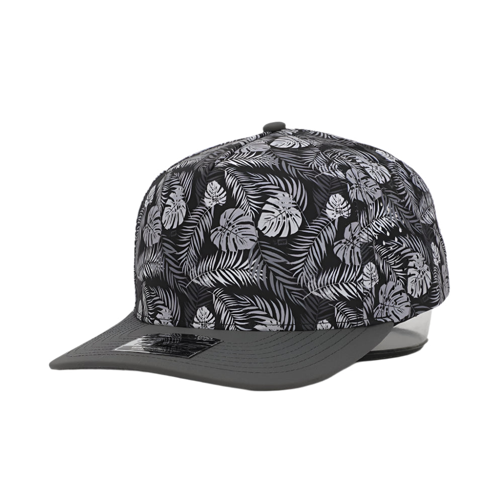 1010 Hats 615BP - Black Palm pattern trucker cap - blank for custom leather patch