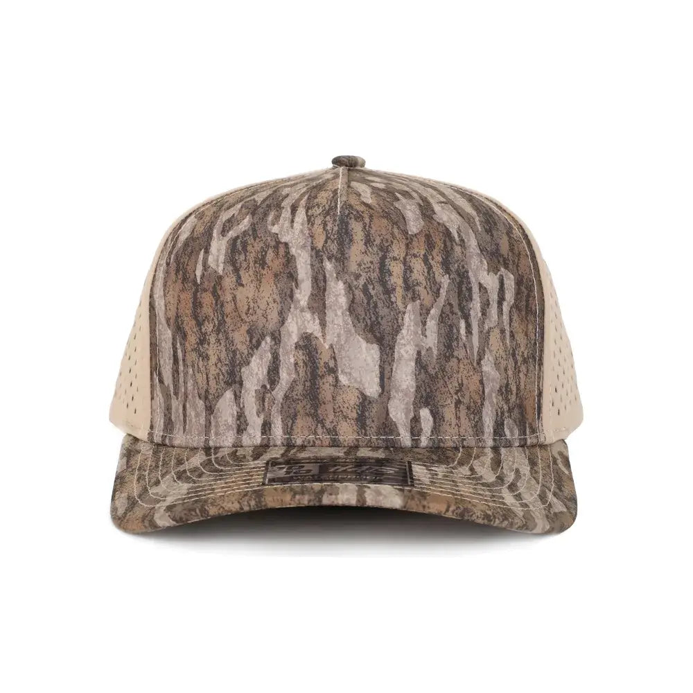 1010 Hats Bottomland camo trucker cap - blank for custom leather patch
