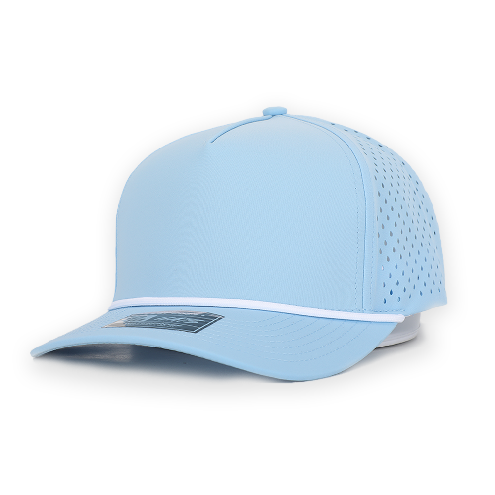 1010 Hats R615 5-panel rope trucker cap - Sky Blue - blank for custom leather patch