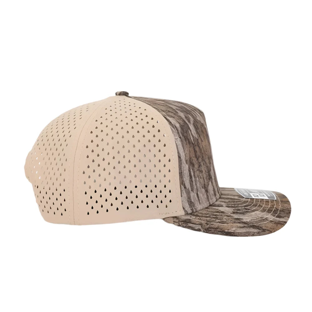 1010 Hats Bottomland camo trucker cap - blank for custom leather patch