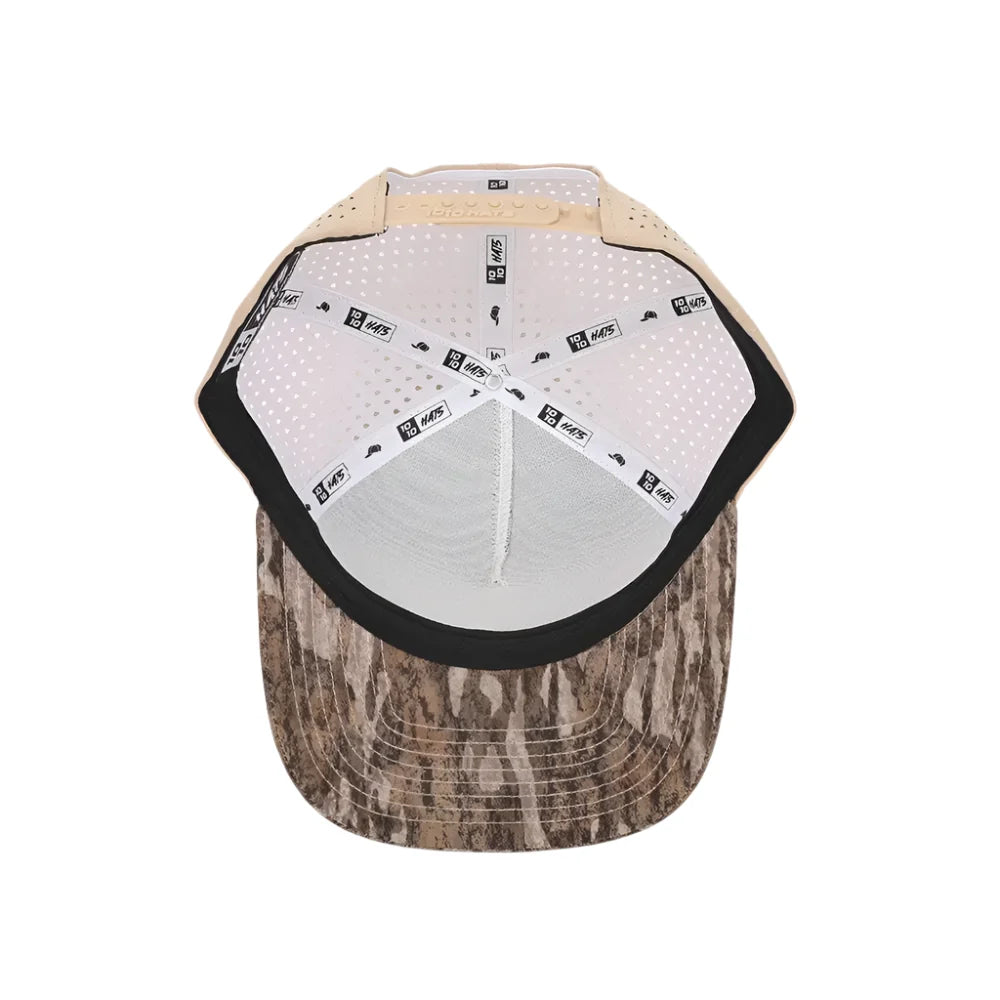 1010 Hats Bottomland camo trucker cap - blank for custom leather patch
