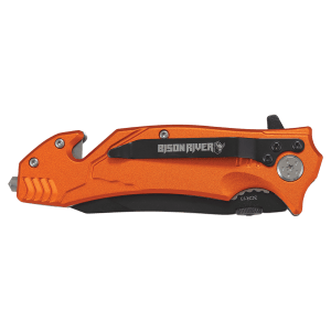 Bison River 4 1/2" Black Rescue Knife Engraved