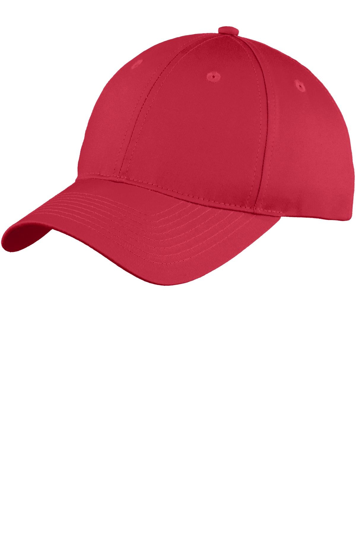 Port Authority Six-Panel Unstructured Twill Cap (C914) - Red - SanMar C914-RED