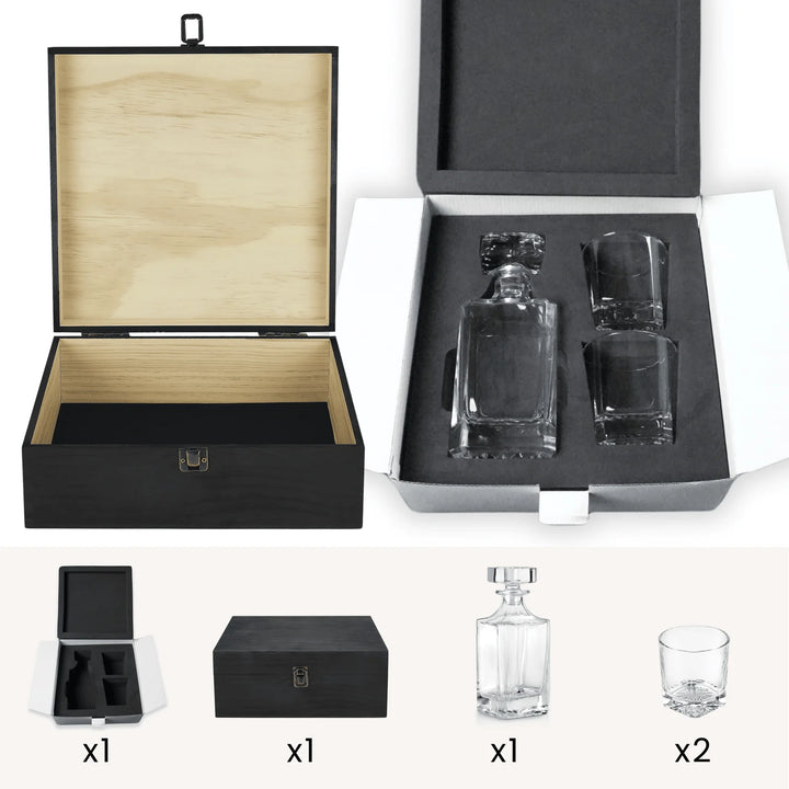 3 piece decanter set with black box