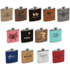 Stainless Steel Flask Laserable/UV Printable Leatherette