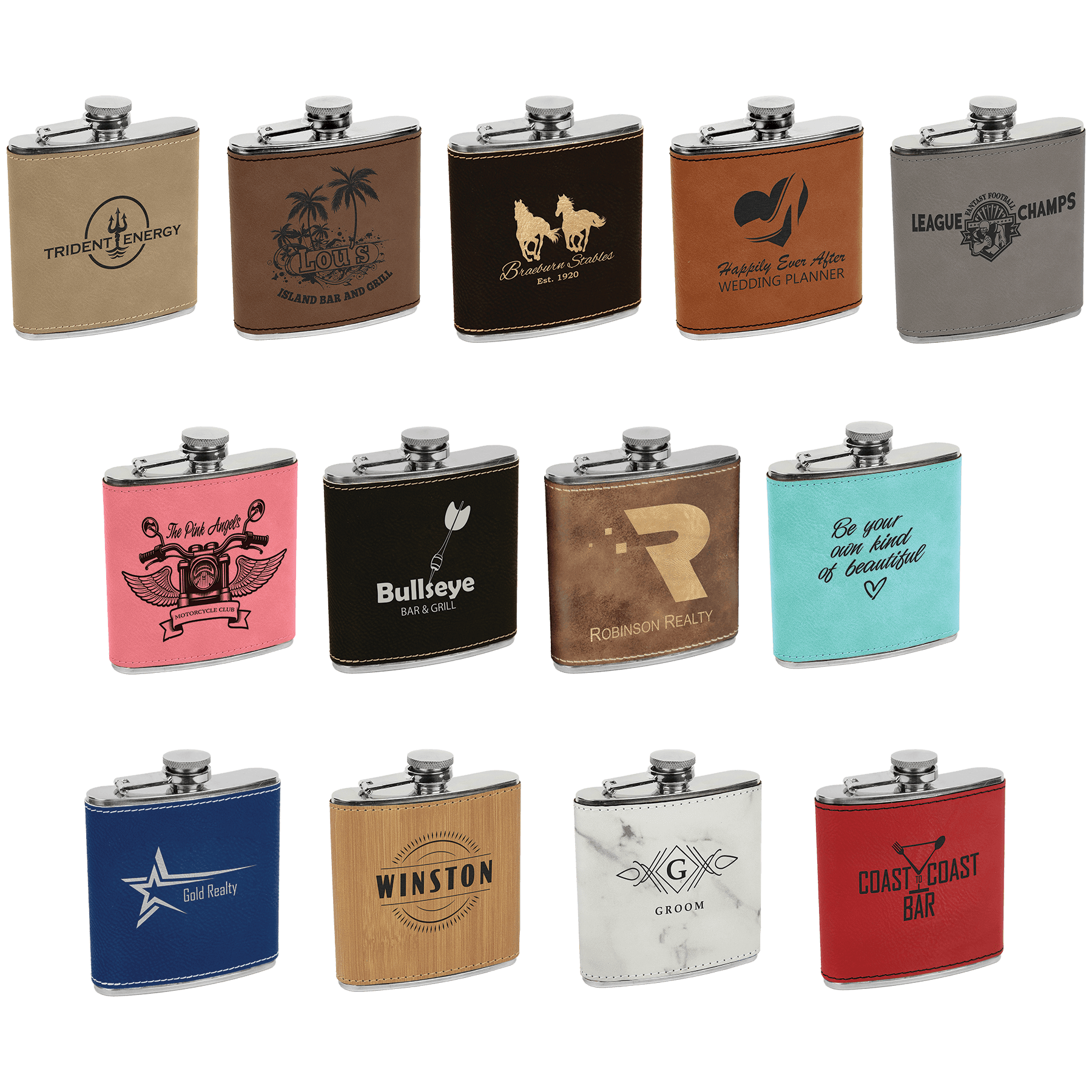 Stainless Steel Flask Laserable/UV Printable Leatherette