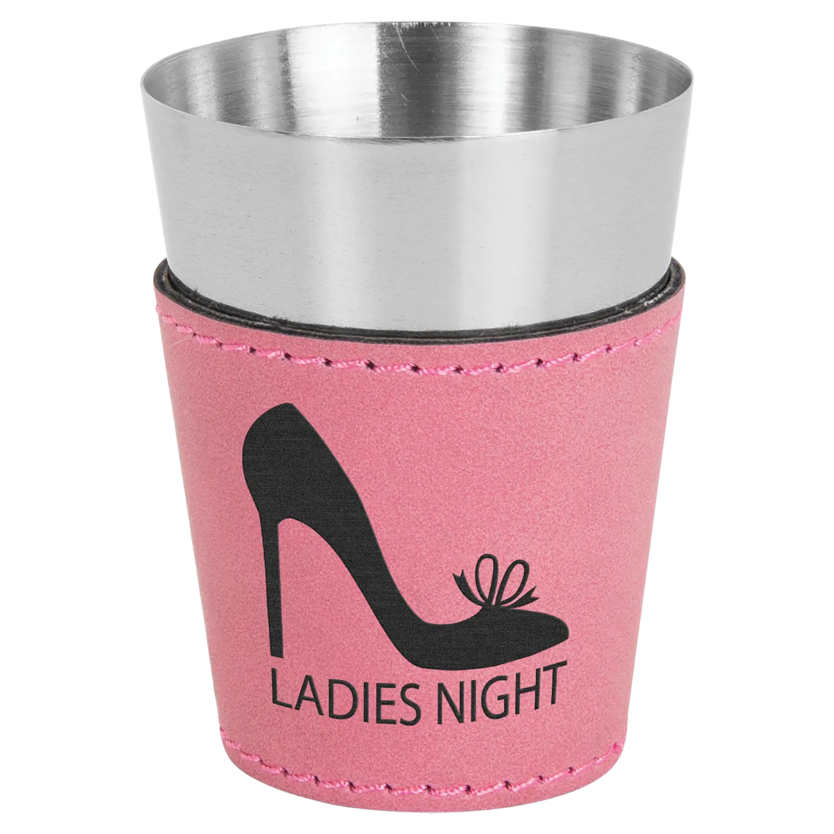 pink leatherette wrapped shot glass