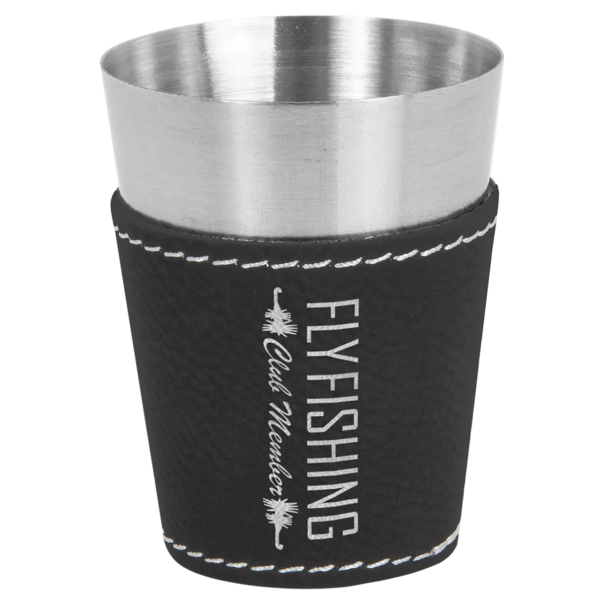 black leatherette wrapped shot glass
