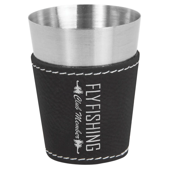 black leatherette wrapped shot glass