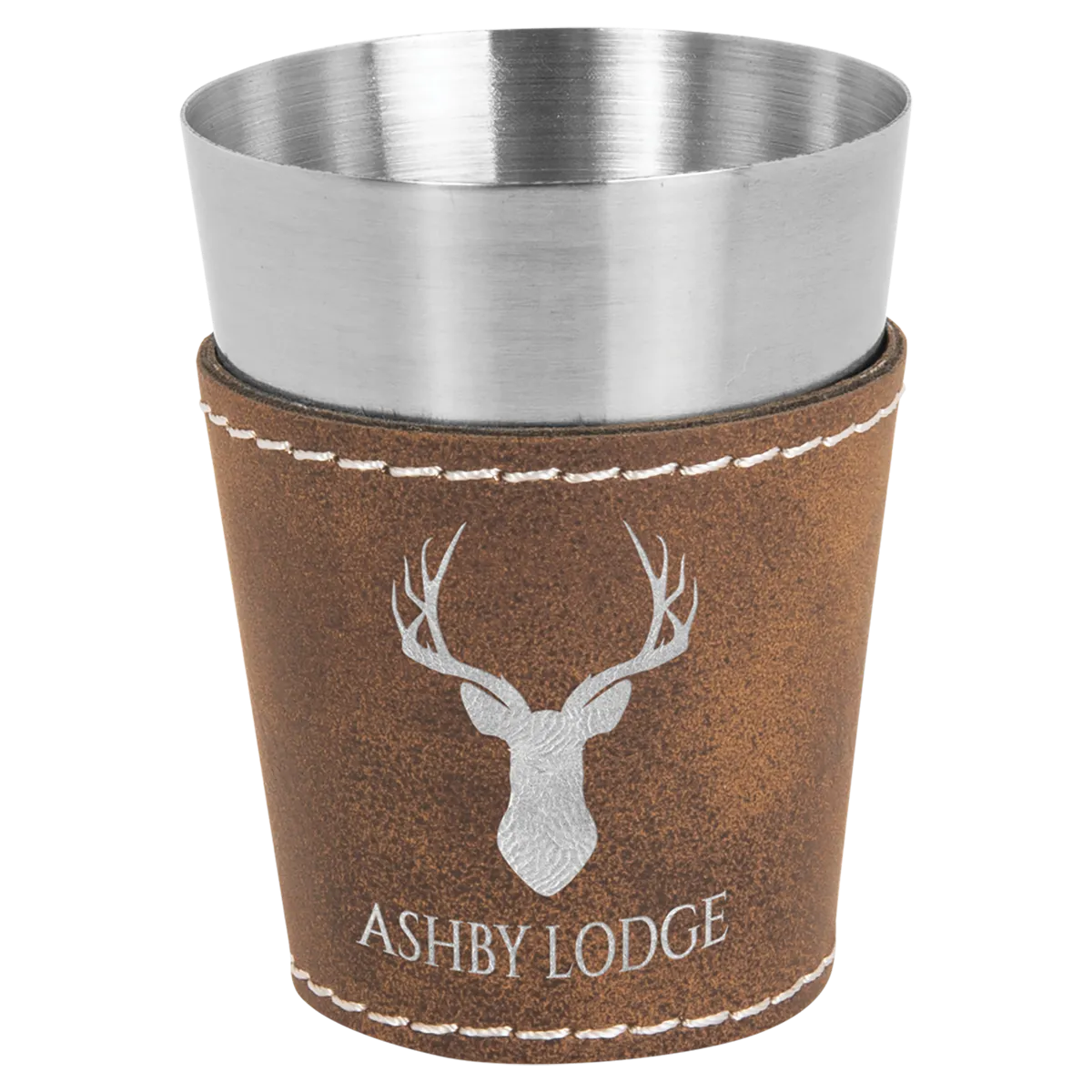 rawhide leatherette wrapped shot glass