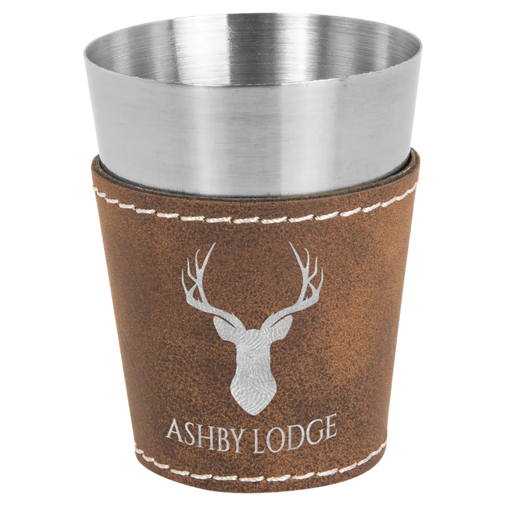 rawhide leatherette wrapped shot glass