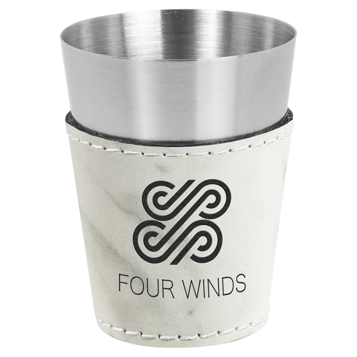 marble leatherette wrapped shot glass