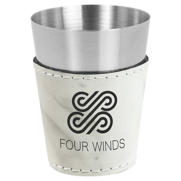 marble leatherette wrapped shot glass