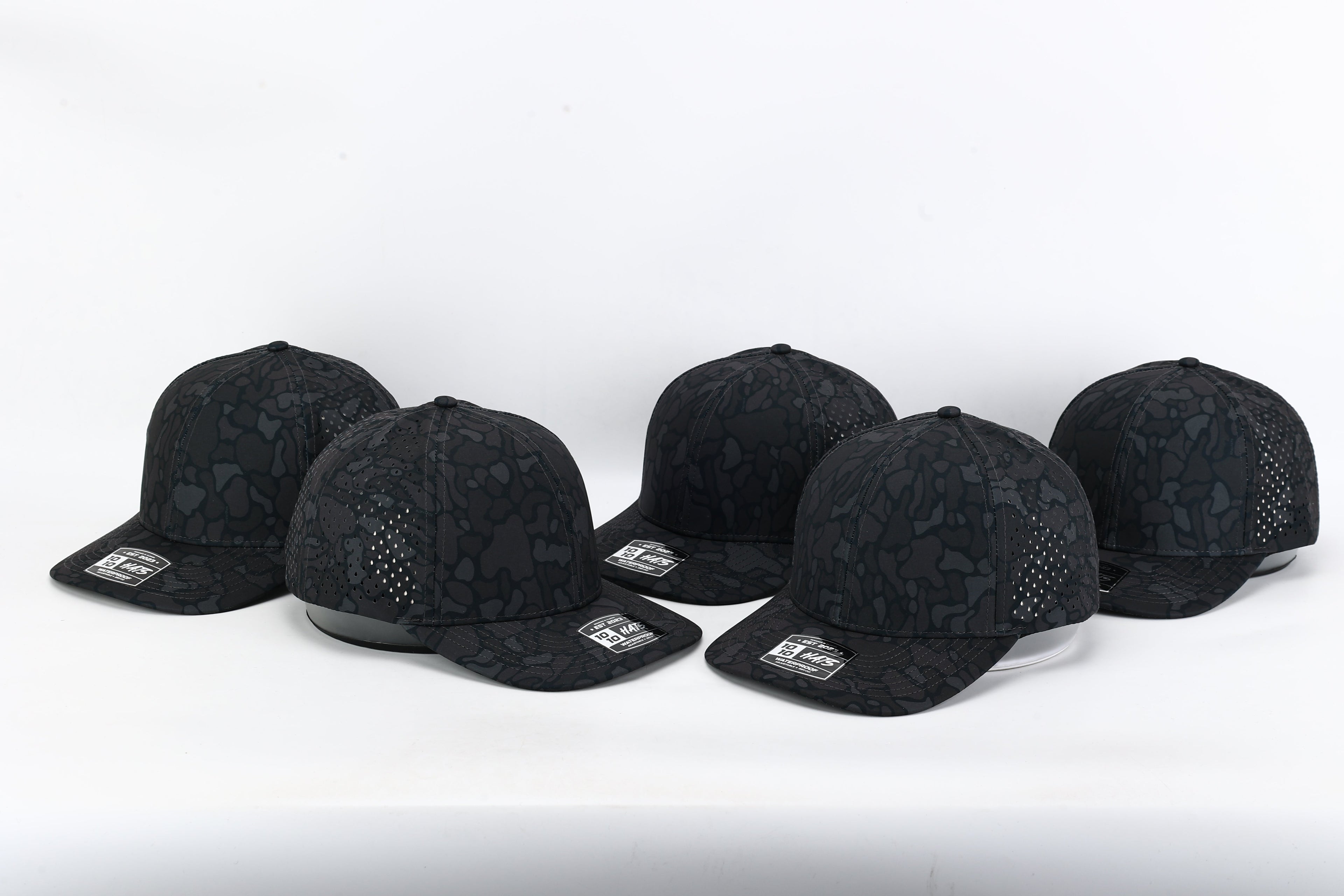 1010 Hats Black Out camo trucker cap - blank for custom leather patch