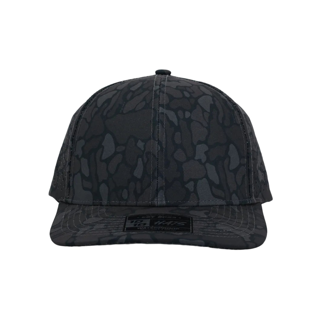 1010 Hats Black Out camo trucker cap - blank for custom leather patch