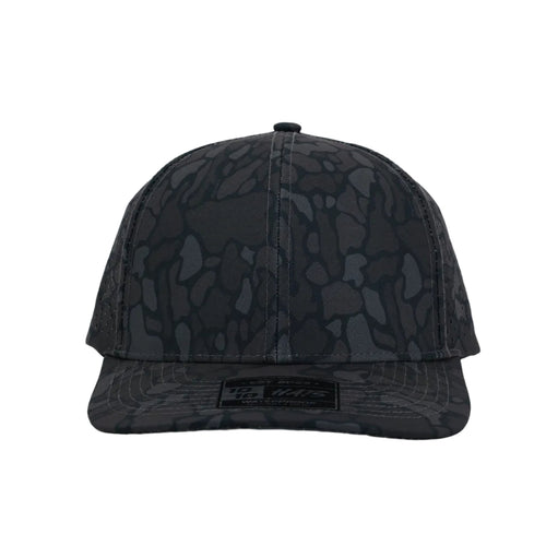1010 Hats Black Out camo trucker cap - blank for custom leather patch