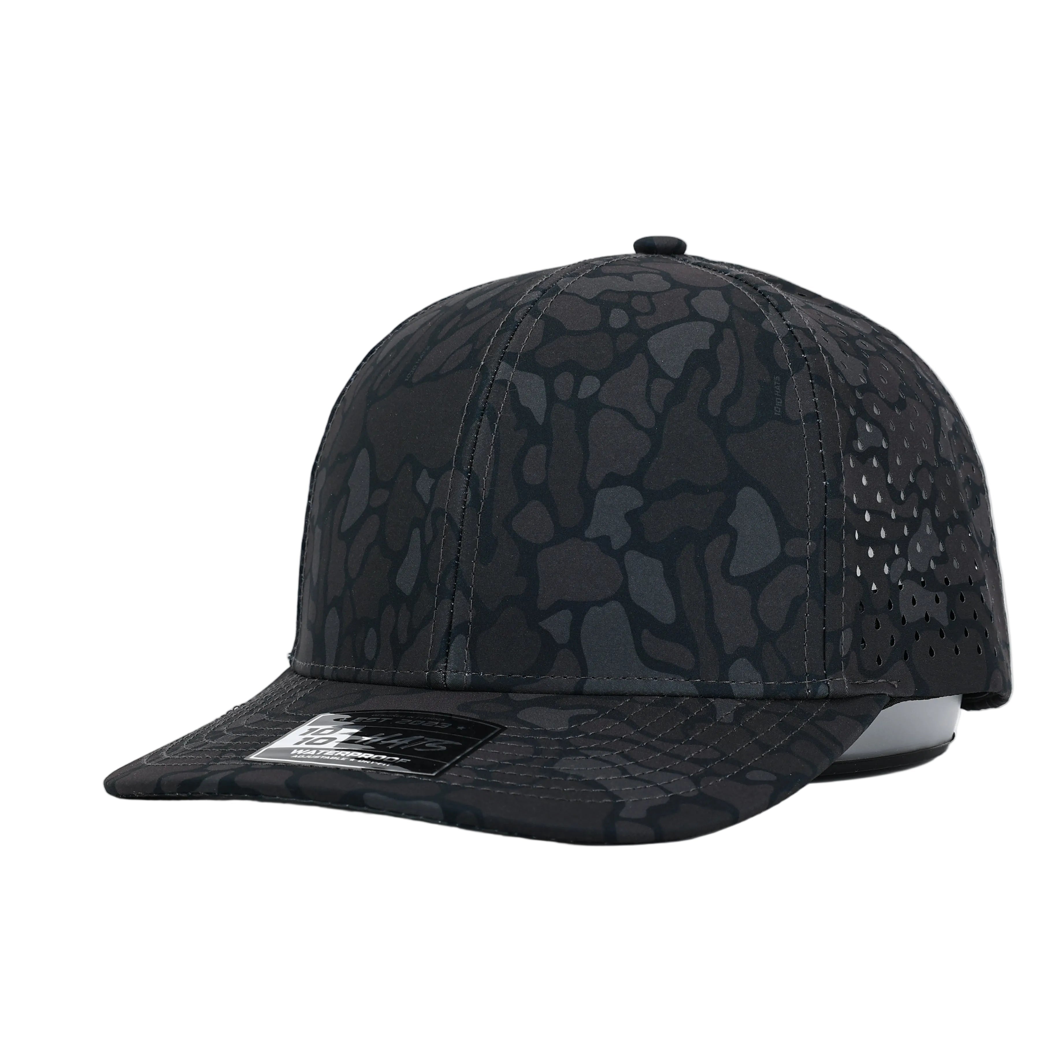1010 Hats Black Out camo trucker cap - blank for custom leather patch