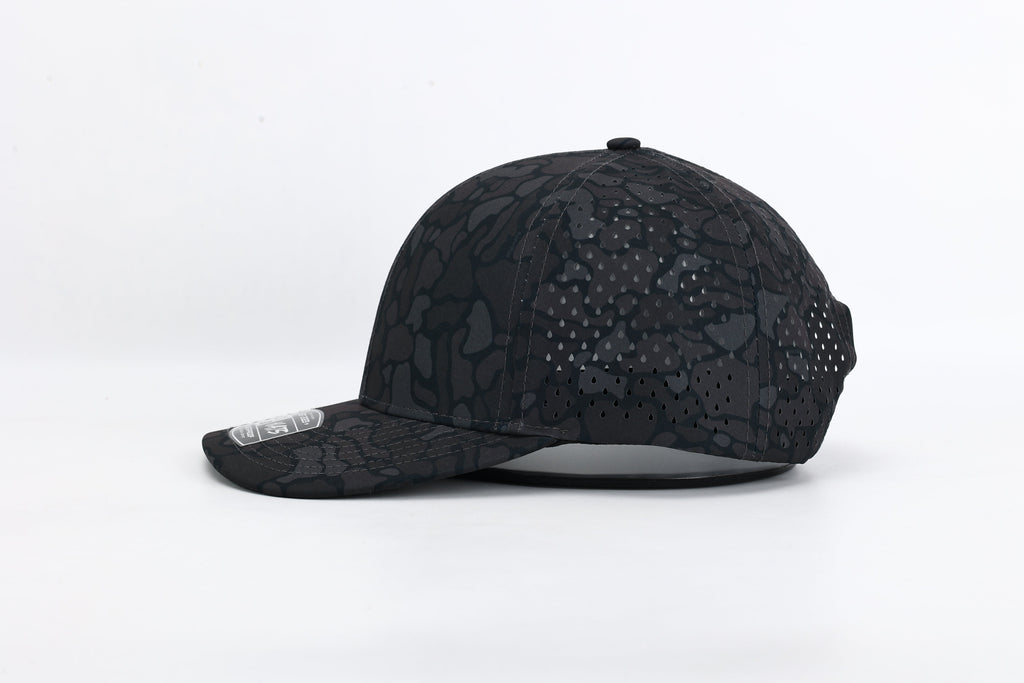 1010 Hats Black Out camo trucker cap - blank for custom leather patch