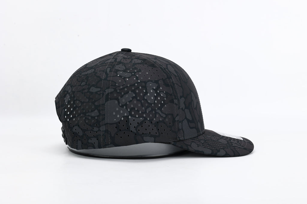 1010 Hats Black Out camo trucker cap - blank for custom leather patch