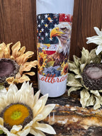patriotic eagle and flower tumbler