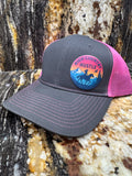 High Country Hustle on Grey Steel/ Pink Trucker Cap