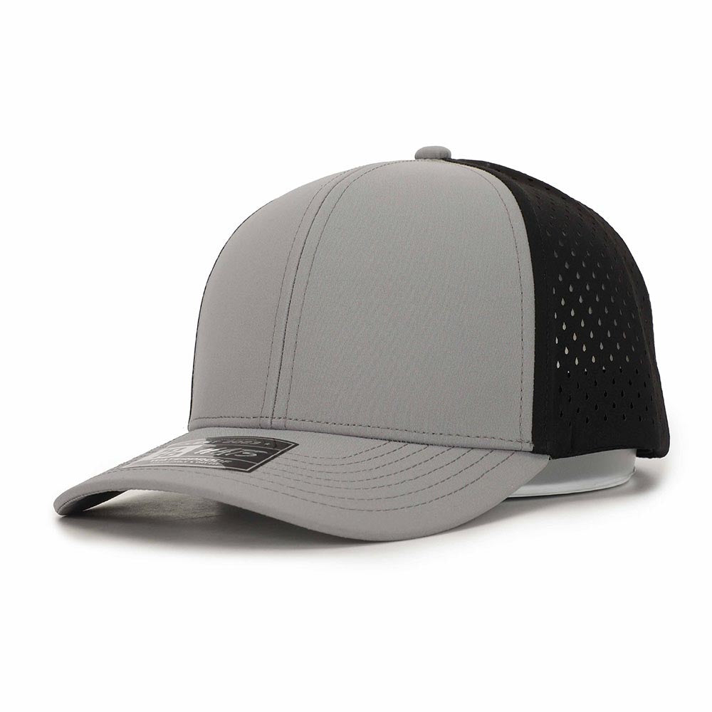1010 Hats 616 6-panel trucker cap - Grey / Black - blank for custom leather patch