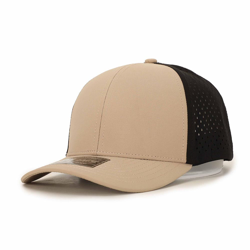 1010 Hats 616 6-panel trucker cap - Tan / Black - blank for custom leather patch