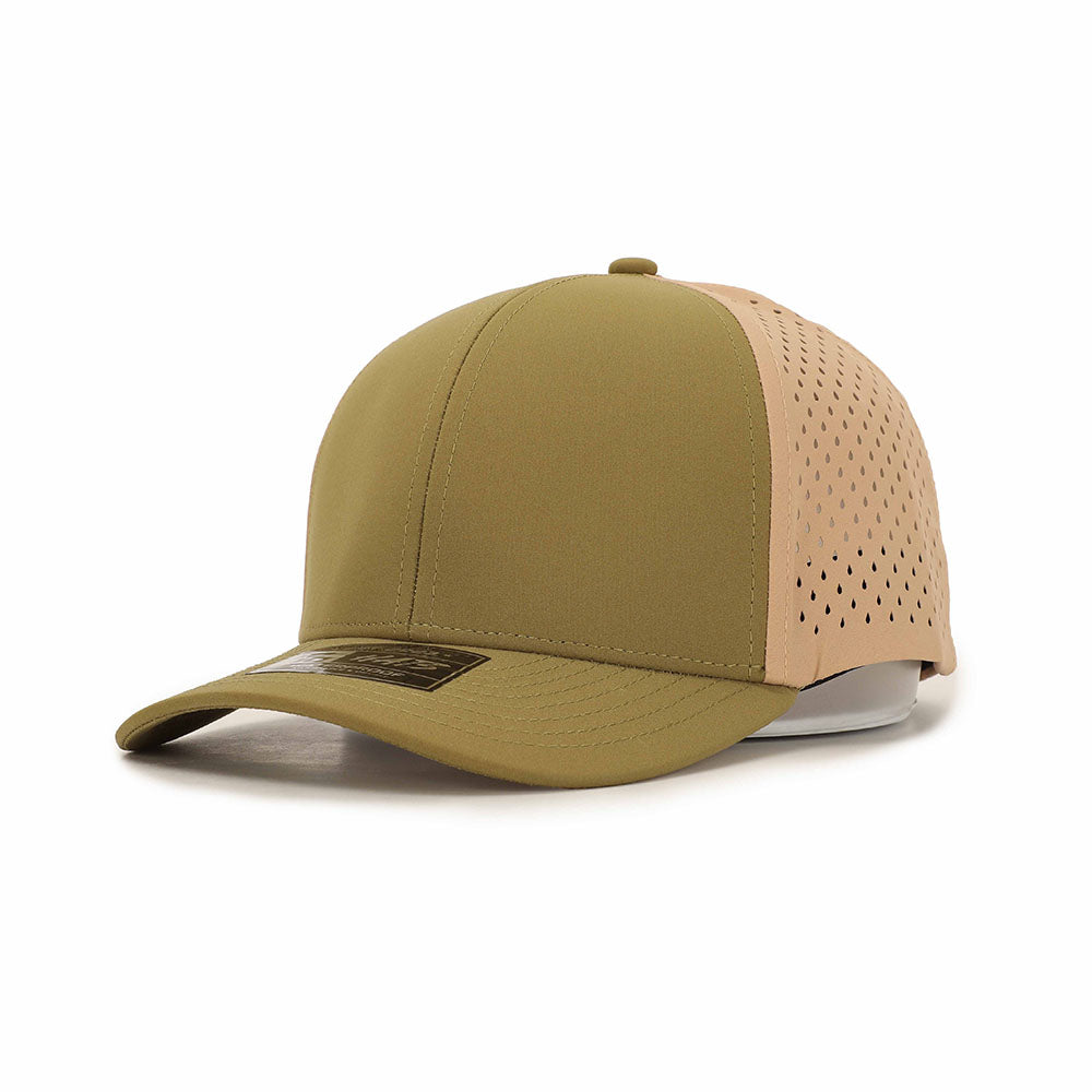 1010 Hats 616 6-panel trucker cap - Green / Tan - blank for custom leather patch