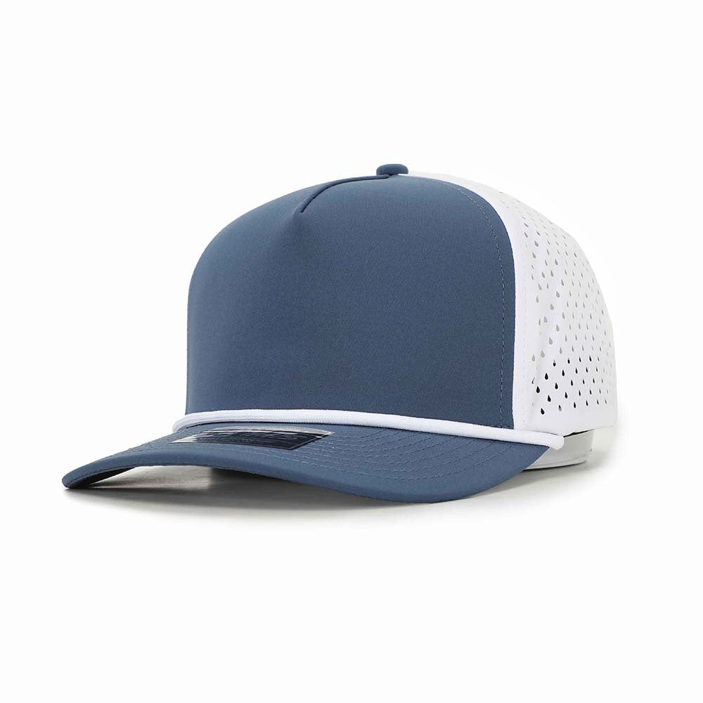 1010 Hats 615 trucker cap - Deep Blue / White Rope - blank for custom leather patch