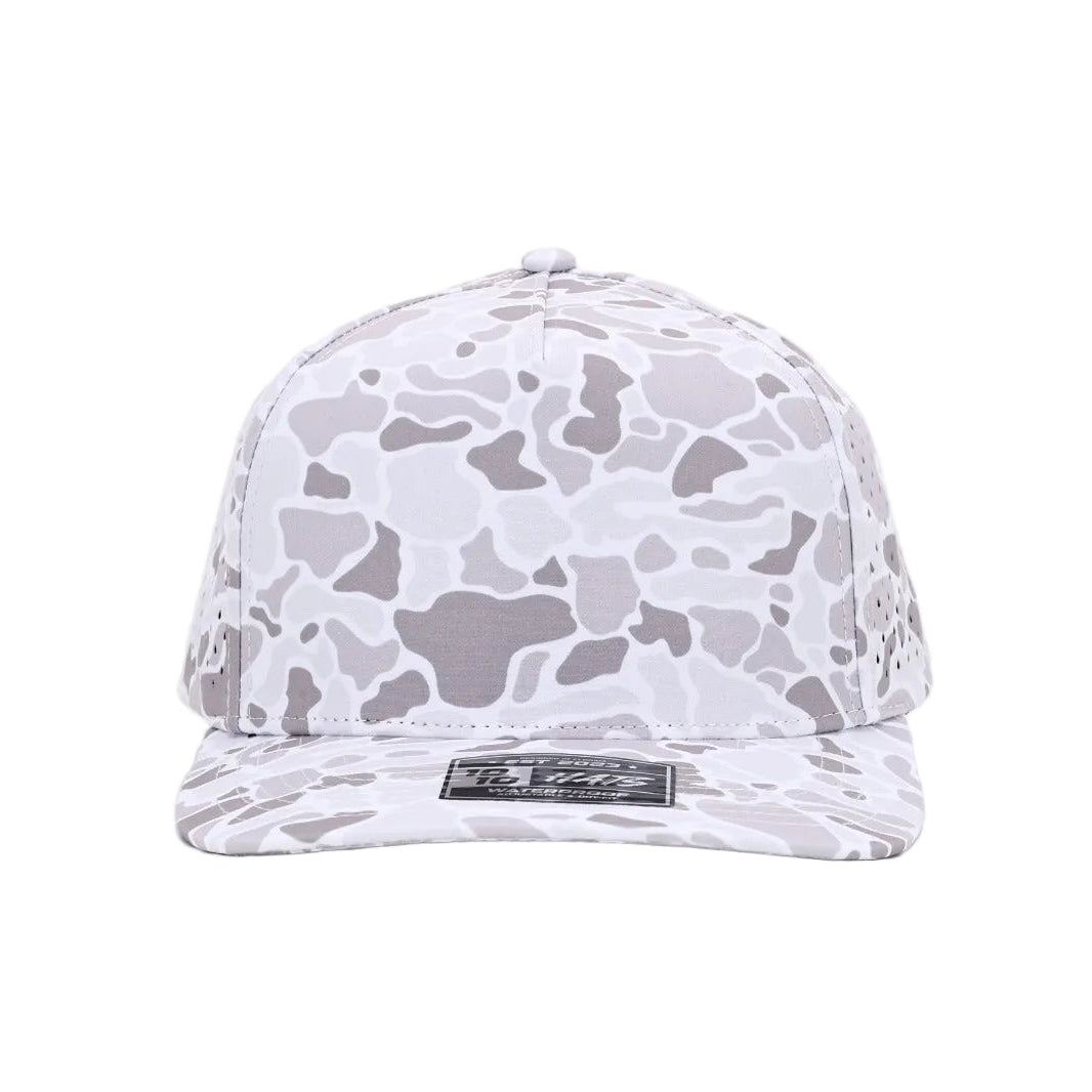 1010 Hats Avalanche white camo trucker cap - blank for custom leather patch