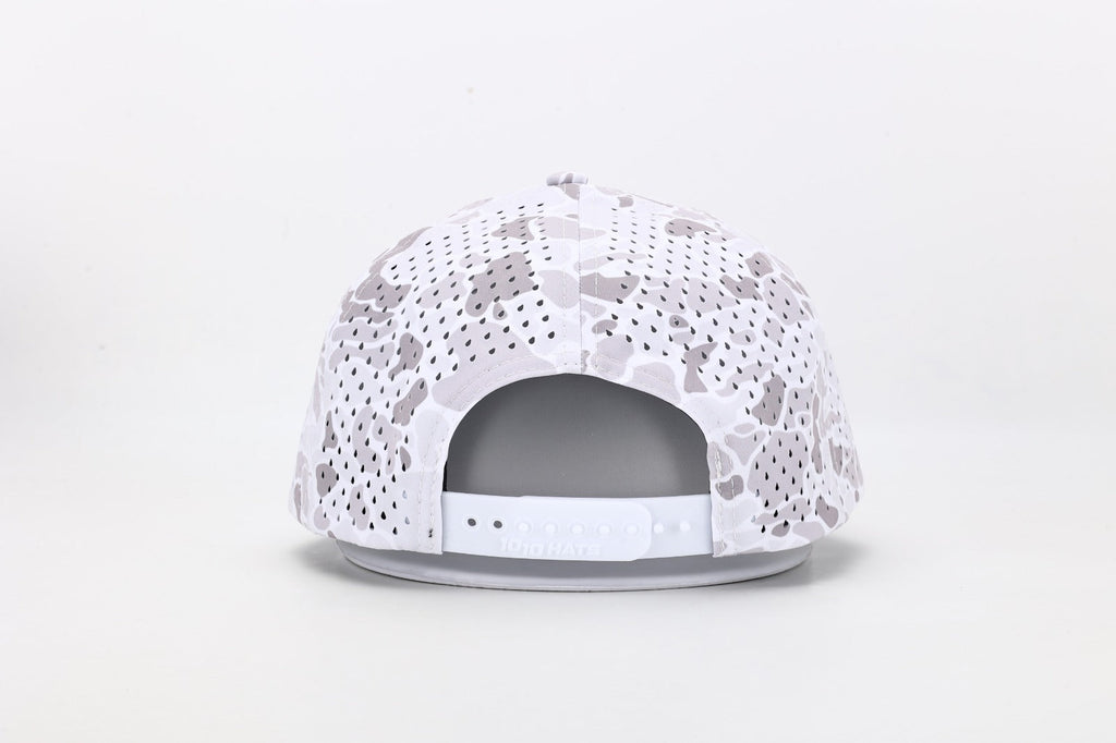 1010 Hats Avalanche white camo trucker cap - blank for custom leather patch