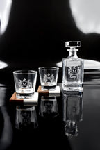 engraved 3 piece decanter set 