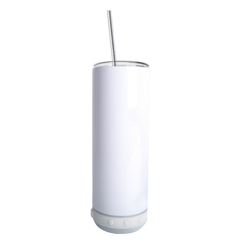 20oz Bluetooth Speaker Skinny Tumbler - White Speaker