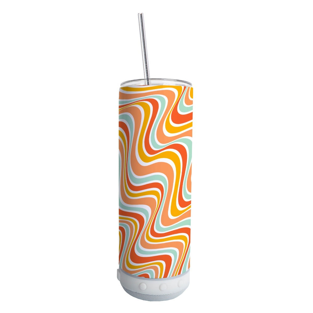 20oz Bluetooth Speaker Skinny Tumbler - White Speaker
