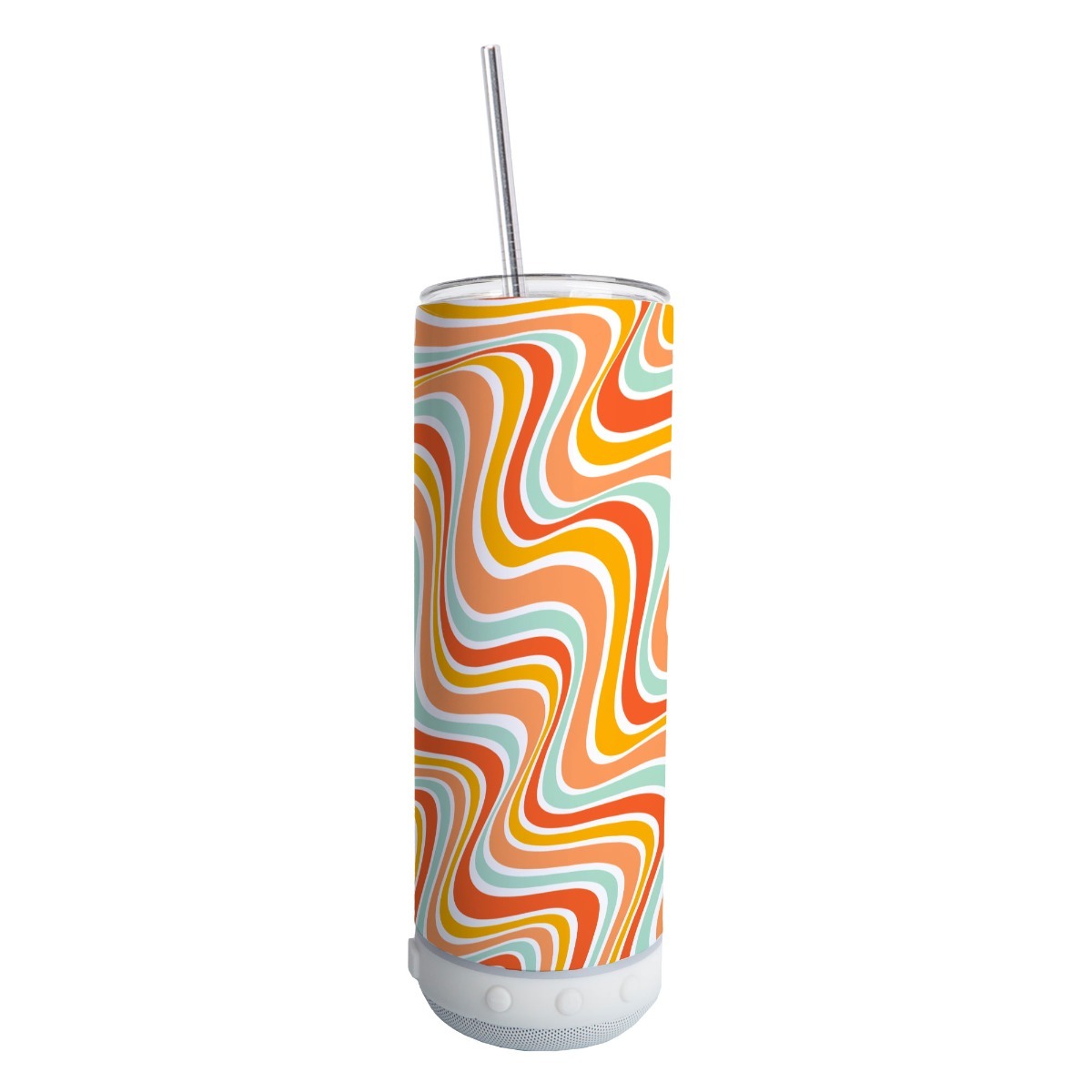 20oz Bluetooth Speaker Skinny Tumbler - White Speaker