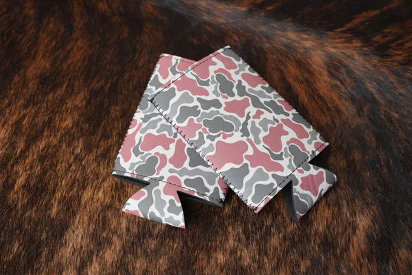 crimson camo koozie 