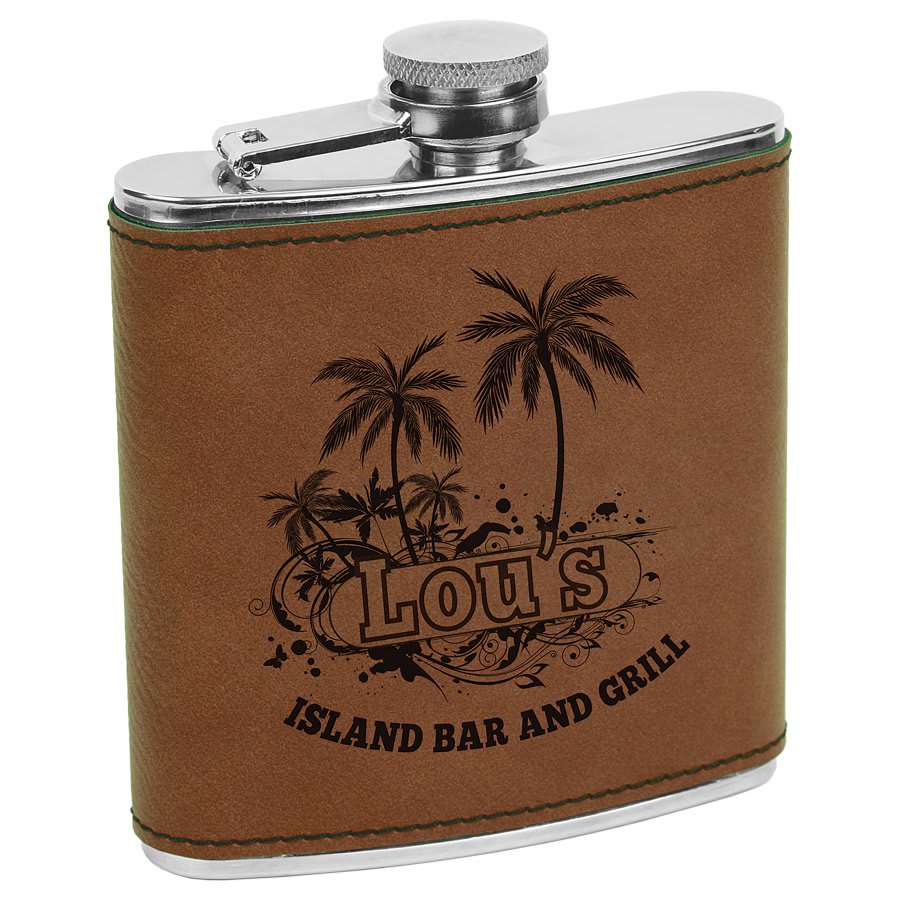 Stainless Steel Flask Laserable/UV Printable Leatherette