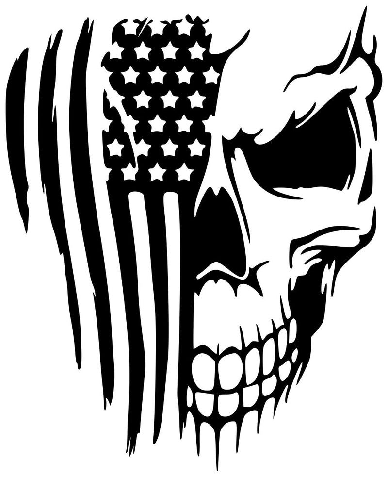 Half Vertical Flag with Skull