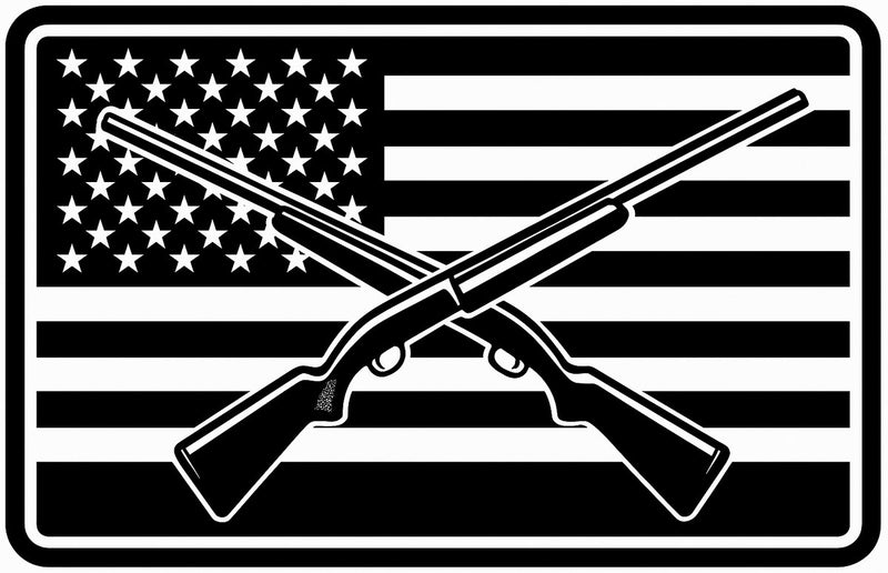 Crossed Shotguns over Flag