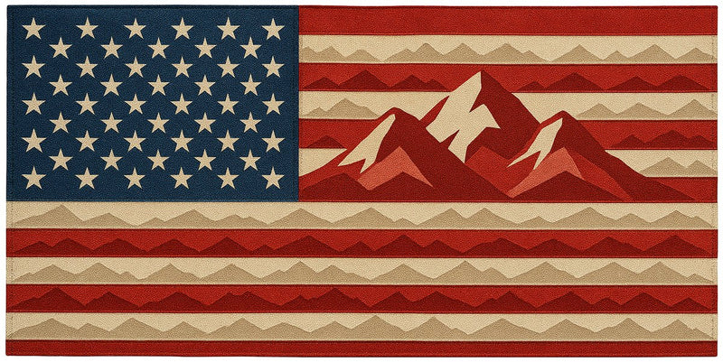 US Flag w: Mountains