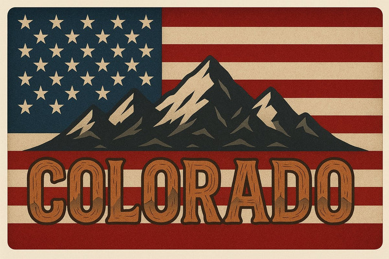 Flag w Colorado and Mountains